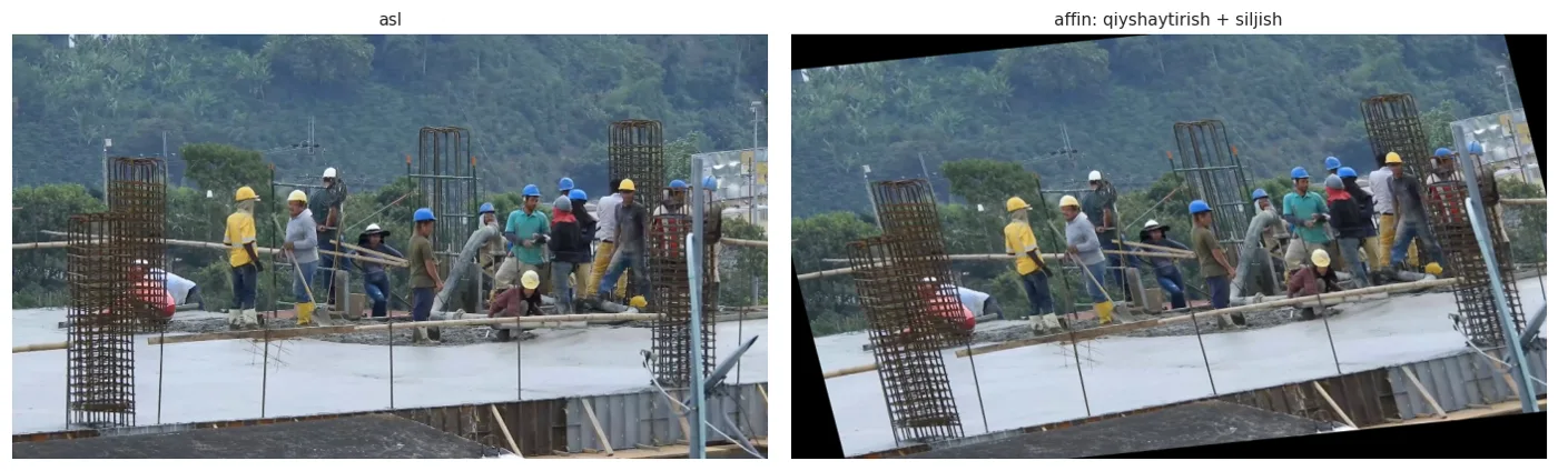 Uch nuqta uch tenglama beradi — 2x3 matritsa shundan chiqadi.